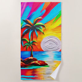 Toalha De Praia Palmeiras e pintura por brilho solar