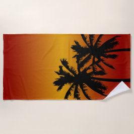 Toalha De Praia Palmeiras Silhueta Em Laranja