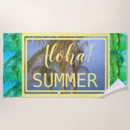 Toalha de Praia Palmeiras Verdes de Verão Aloha