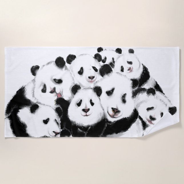 Toalha De Praia Panda da Família Pandas Beach Towel (Frente)