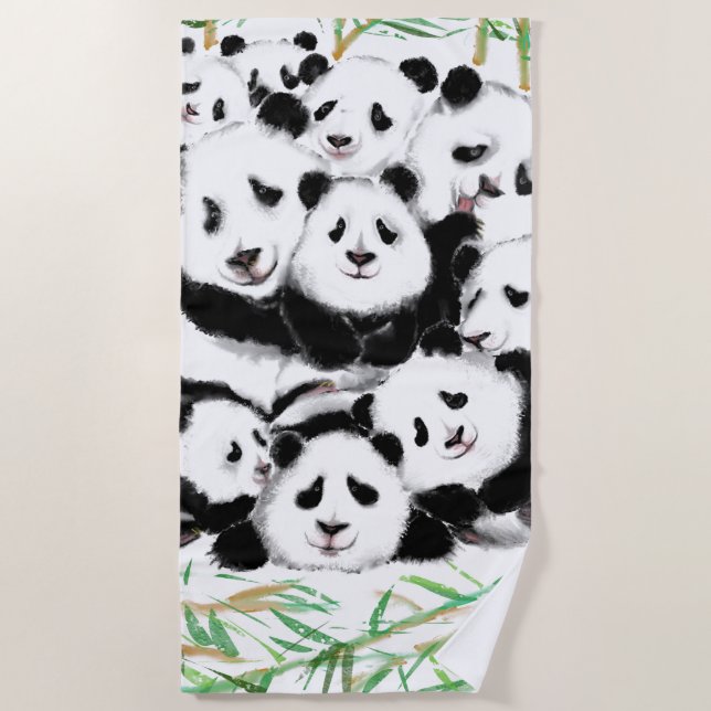 Toalha De Praia Panda Family Funny Beach Towel (Frente)