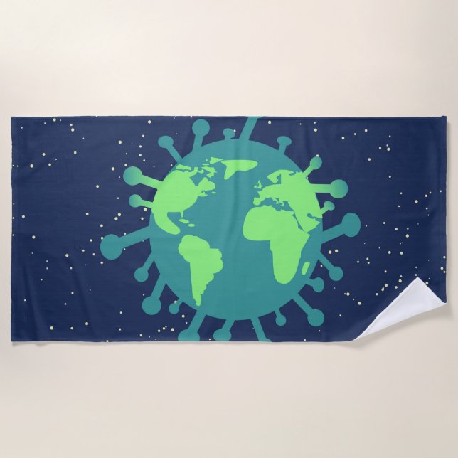 Toalha De Praia Pandemia Global (Partícula Vírus) (Infecção Viral) (Frente)
