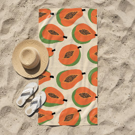 Toalha De Praia Papaia Tropical Laranja Quente