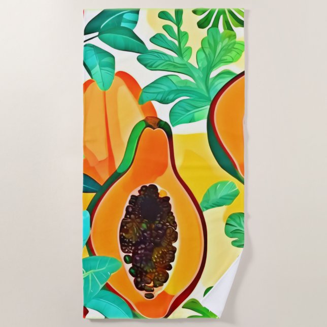 Toalha De Praia Papaya Pop Art tropical (Frente)