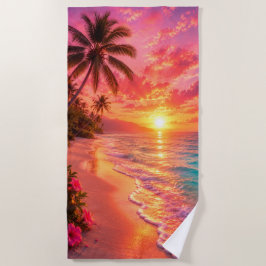 Toalha de Praia Paraíso do Pôr do Sol Rosa