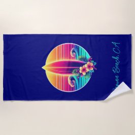 Toalha De Praia Paraíso no surfboard sunset-