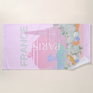 Toalha De Praia Paris, França, Viagem, Arte, Papoila, Pastel, Rosa