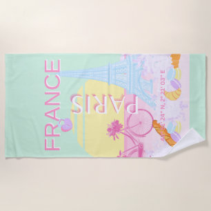 Toalha De Praia Paris, França, Viagem, Arte, Pré-Disquete, Pastel,