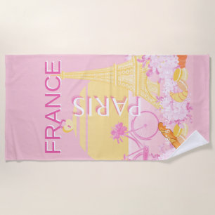 Toalha De Praia Paris, França, Viagem, Arte, Pré-Disquete, Rosa
