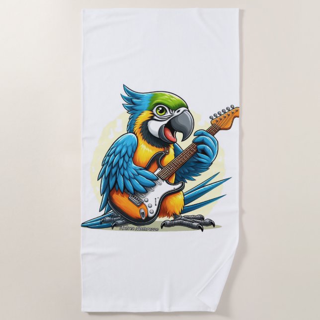 Toalha De Praia Parrot Rock Music (Frente)