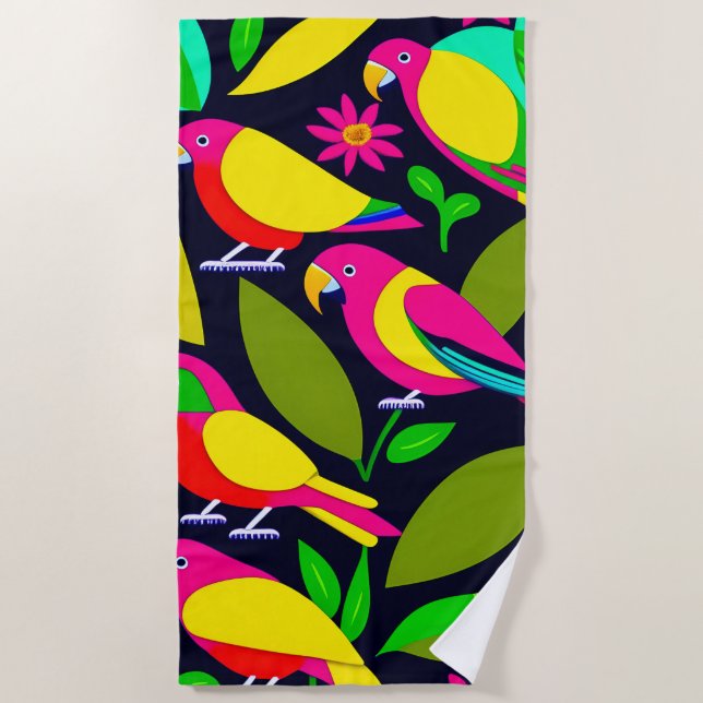 Toalha De Praia Parrots Design Cotton Beach Towel (Frente)