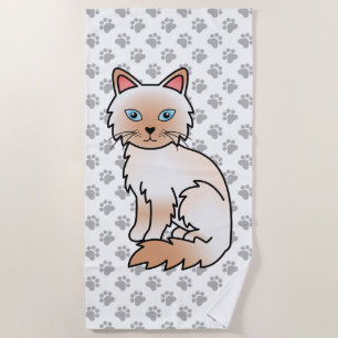 Toalha De Praia Pássaro Vermelho/Ragdolé Gato e Patas