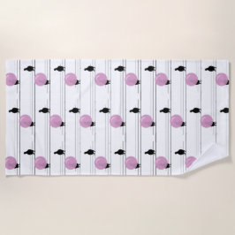 Toalha De Praia Pássaros bonitos e engraçados em um padrão de fio 