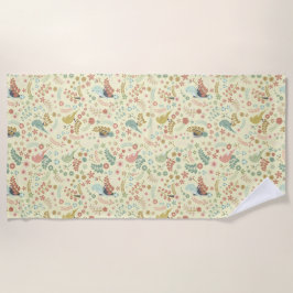 Toalha De Praia Pássaros e Ramificações do Shabby Amarelo