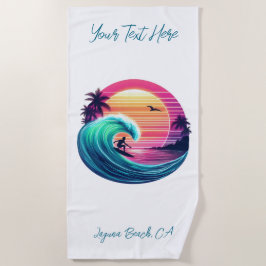 Toalha De Praia Passear a onda ao pôr do sol