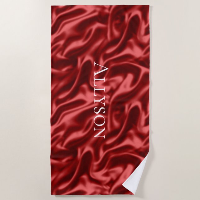 Toalha De Praia Passion Red Romantic Faux Satin (Frente)