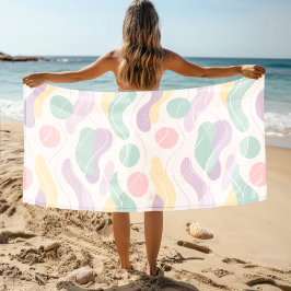 Toalha De Praia Pastel Abstract Seamless Pattern Waves and Circles