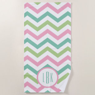 Toalha De Praia Pastel Chevron Monogrammed Beach Towel