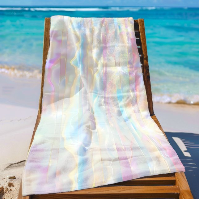 Toalha De Praia Pastel Colors Shimmering Iridescent Stripes Patter (Criador carregado)