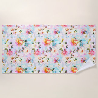 Toalha De Praia Pastel Floral Impressão Beach Towel