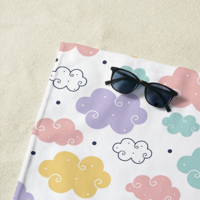 Toalha De Praia Pastel Kawaii Cloud Pattern Beach Towel (In Situ)