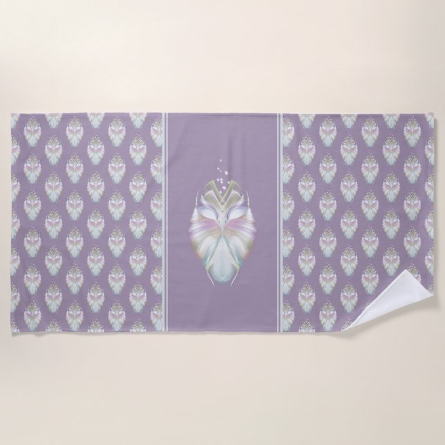 Toalha De Praia Pastel Purple Oracle Owl (Frente)