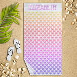 Toalha De Praia Pastel Rainbow Hearts Beach Towel<br><div class="desc">Adicione qualquer nome a este padrão cardíaco bonito e pastel brilhante em uma toalha de praia amarela,  pêssego,  laranja,  rosa e roxa para um dom perfeitamente único.</div>