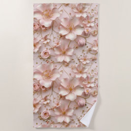 Toalha De Praia Pastel Rosa Bonito Floral