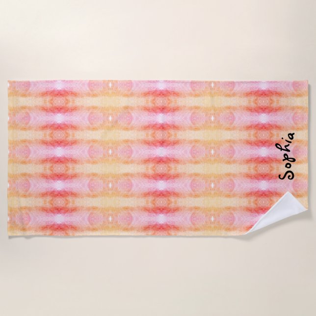 Toalha De Praia Pastel, Rosa E Criança Amarela (Frente)