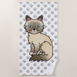 Toalha De Praia Pata de Chocolate Pia Pássaro/Ragdoll Gato e Pata