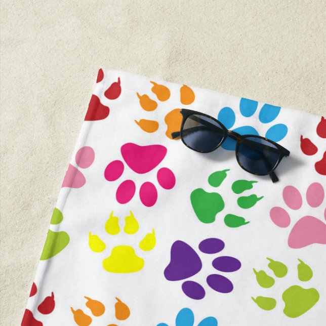 Toalha De Praia Patas Coloridas, Patas-Cães, Patas-Gatos (In Situ)