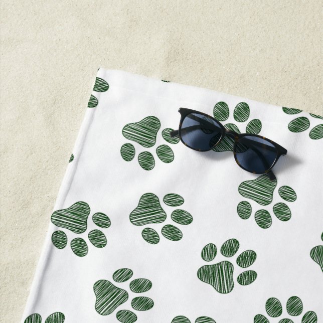 Toalha De Praia patas, patas caninas, patas verdes (In Situ)