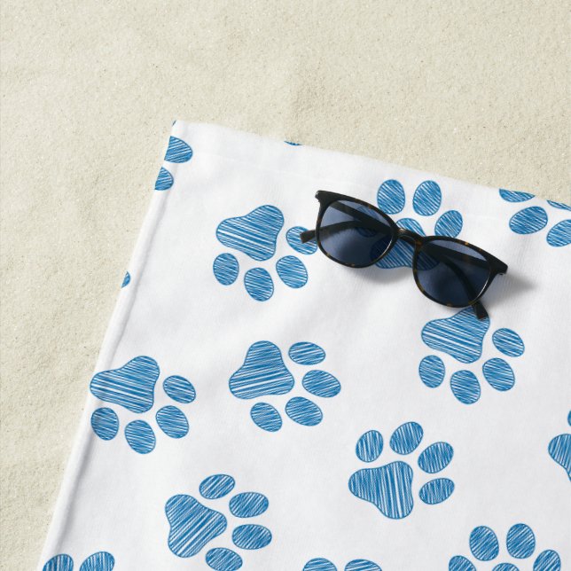 Toalha De Praia patas, patas de cães, patas azuis (In Situ)