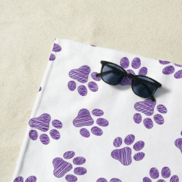 Toalha De Praia patas, patas para cães, patas roxas