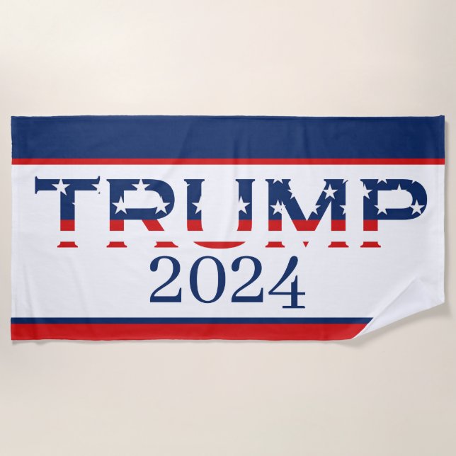 Toalha De Praia Patriotic American Flag Donald Trump 2024 (Frente)
