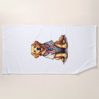 Toalha De Praia Patriotic Golden Dog Vintage Engraving Shirt 2