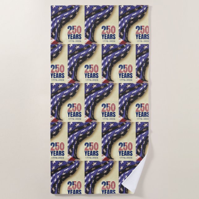 Toalha De Praia Patriotic Semiquincentennial USA 250th July 4th (Frente)