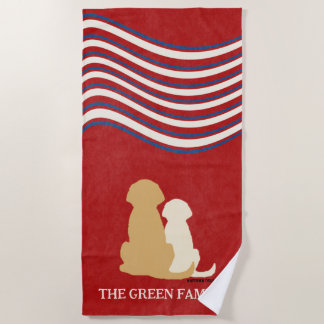 Toalha de Praia Patriótica Americana Golden Retrie