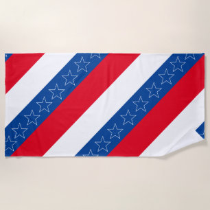 Toalha De Praia Patriótico americano vermelho, branco e azul