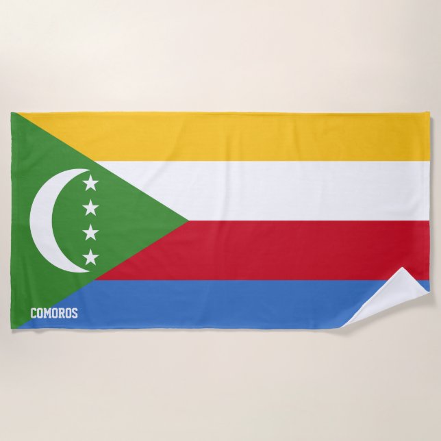 Toalha De Praia Patriótico Esplêndido da Bandeira das Comores (Frente)
