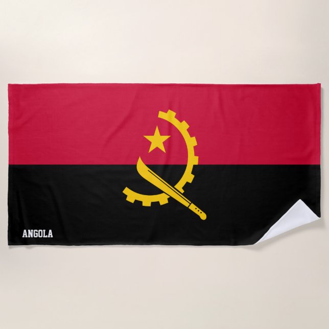 Toalha De Praia Patriótico Esplêndido da Bandeira de Angola (Frente)