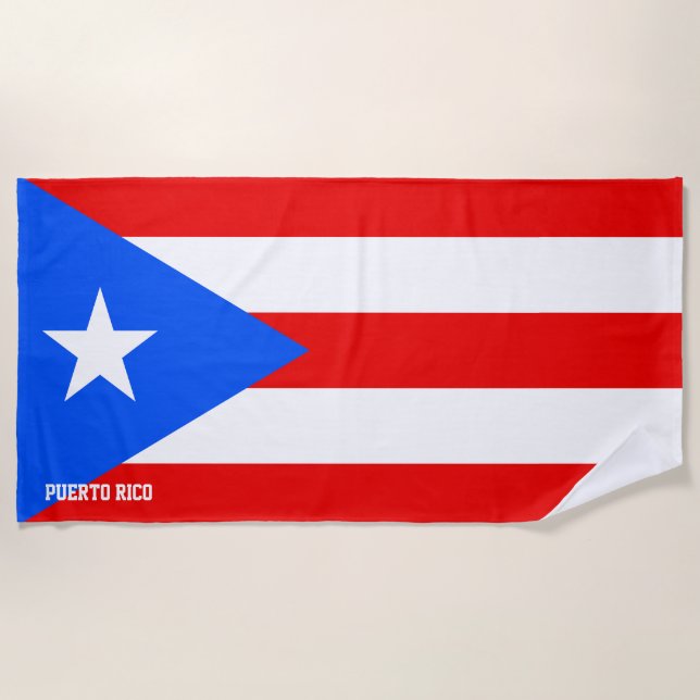 Toalha De Praia Patriótico esplêndido da bandeira de Porto Rico (Frente)