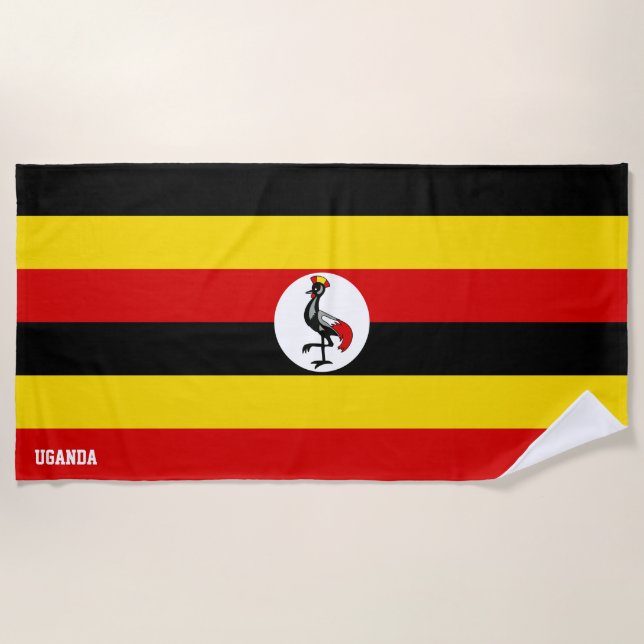 Toalha De Praia Patriótico esplêndido da bandeira de Uganda (Frente)