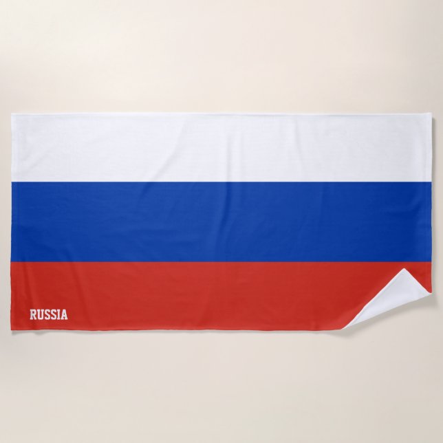 Toalha De Praia Patriótico Esplêndido de Bandeira da Rússia (Frente)