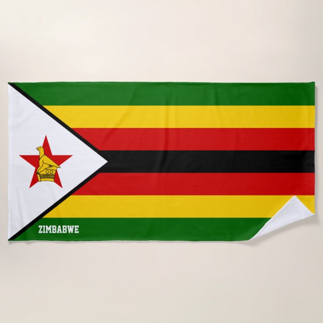 Toalha De Praia Patriótico Esplêndido de Bandeira do Zimbabué (Frente)