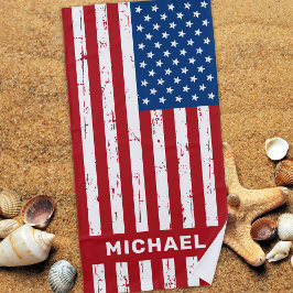 Toalha De Praia Patriótico Personalizado Azul Azul Vermelho dos EU