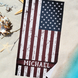 Toalha De Praia Patriótico Personalizado do Bandeira Americano Gru