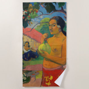 Toalha De Praia Paul Gauguin - Mulher segurando uma Fruta