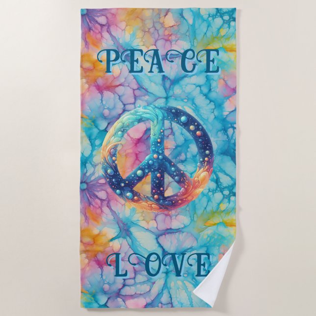 Toalha De Praia Paz Amor Tie-Dye (Frente)
