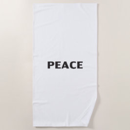 Toalha De Praia Paz preto branco minimalista moderno simples